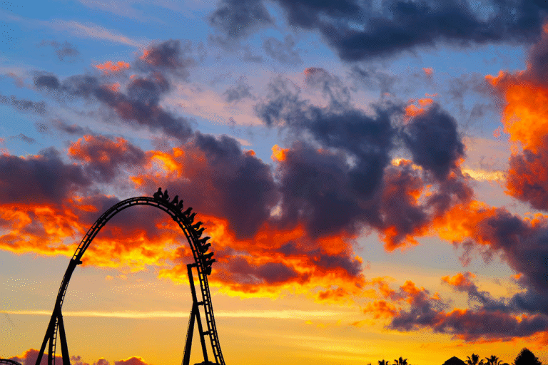 Coucher de soleil à PortAventura de Salou
